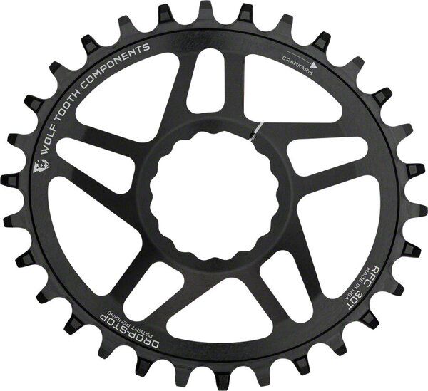 Wolf Tooth Elliptical Direct Mount Chainring - 32t, RaceFace/Easton CINCH Direct Mount, Drop-Stop, 6mm Offset, Black