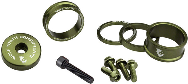 Wolf Tooth Wolf Tooth BlingKit: Headset Spacer Kit 3, 5,10, 15mm, Olive