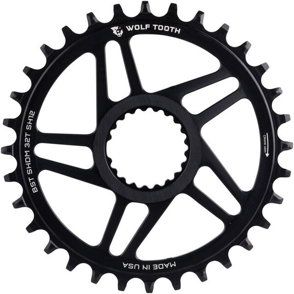 Wolf Tooth Components Direct Mount Chainring - 30t, Shimano Direct Mount, For Boost Cranks, 3mm Offset, Requires 12-Speed Hyperglide+ Chain, Black