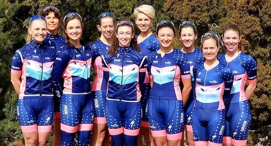 A team photo of Orion Racing Women's Cycling Team.