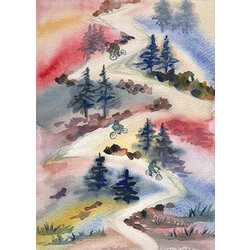 Art by Amy Mountain Bike Hill Watercolor Print