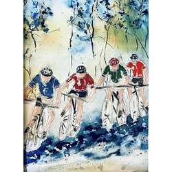 Art by Amy Mountain Bike Race Watercolor Print