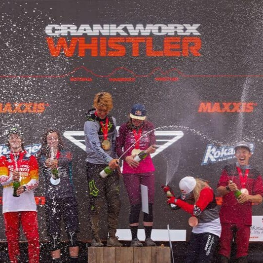 Norco team riders celebrate at Crankworx Whistler