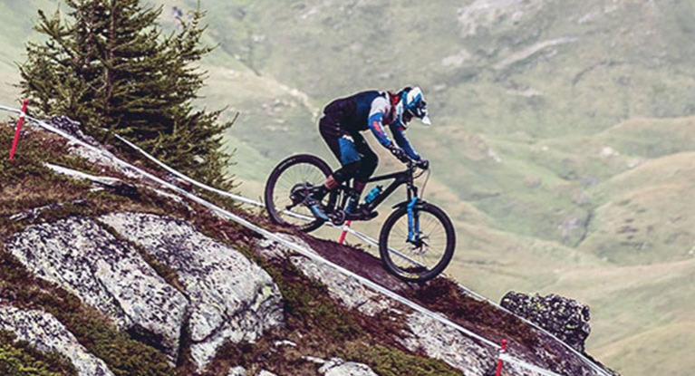 Downhill mountain biker