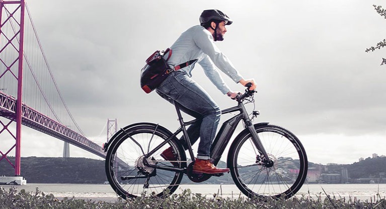 Cyclist riding an eBike