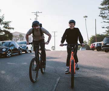 People riding bikes