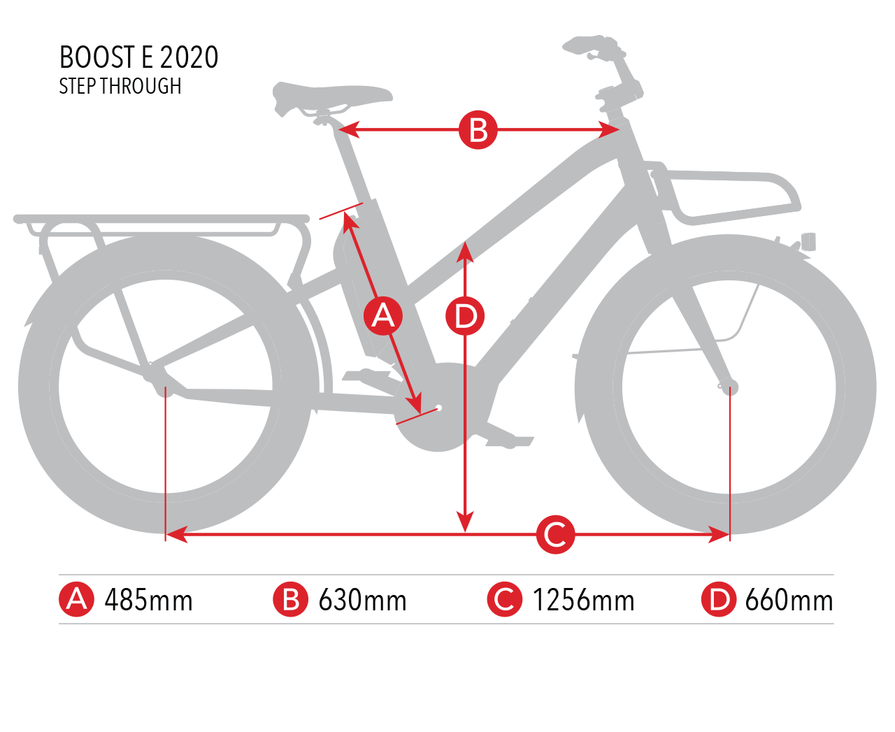 Benno Bikes Boost E Step-thru geometry chart