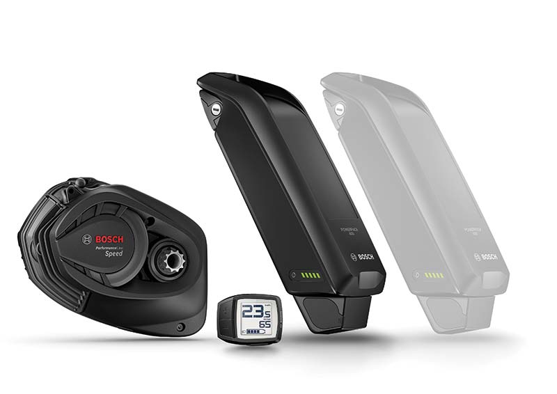 Bosch Performance Speed motor, batteries, and Purion display