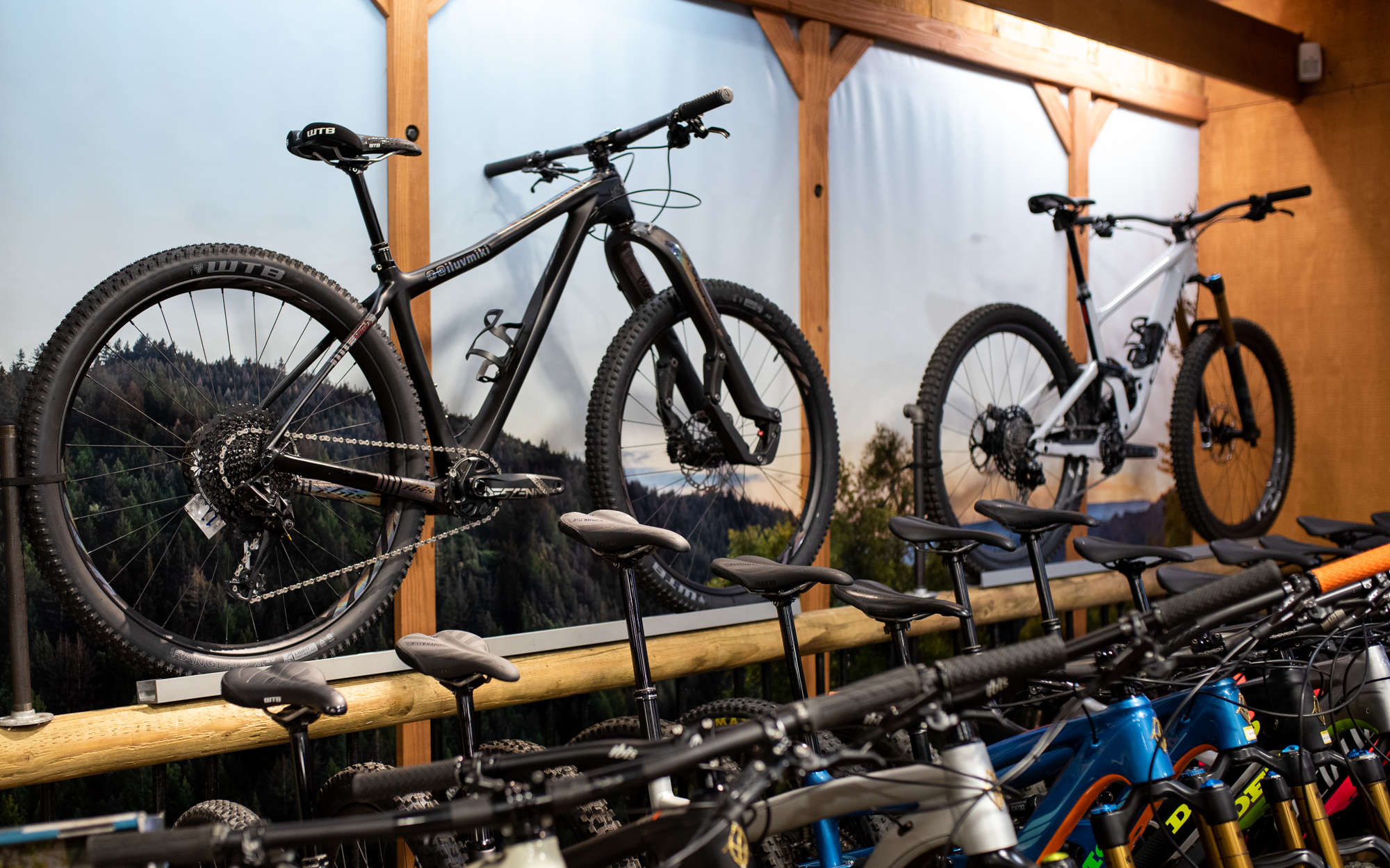 Inside of trail head cyclery with bikes show room