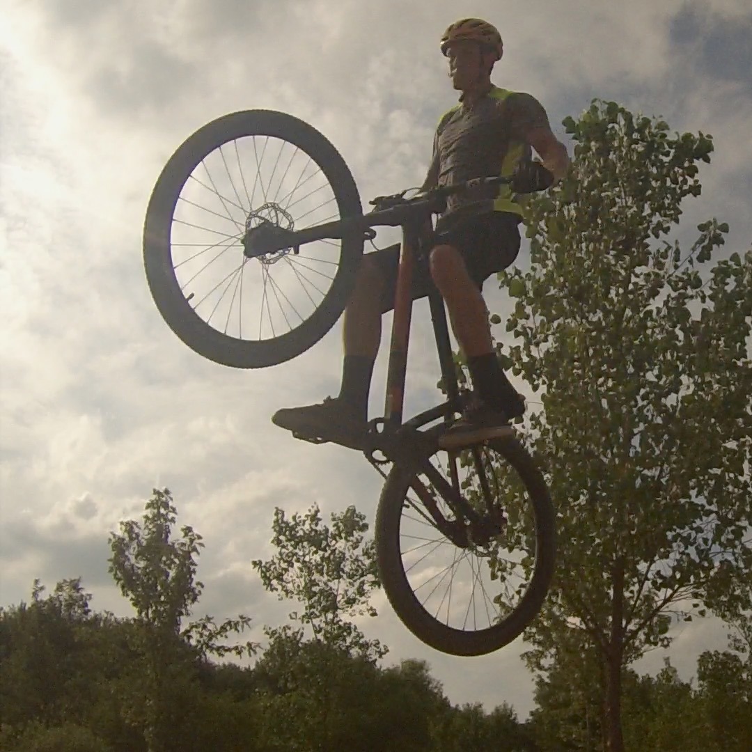 Man jumping mountain bike