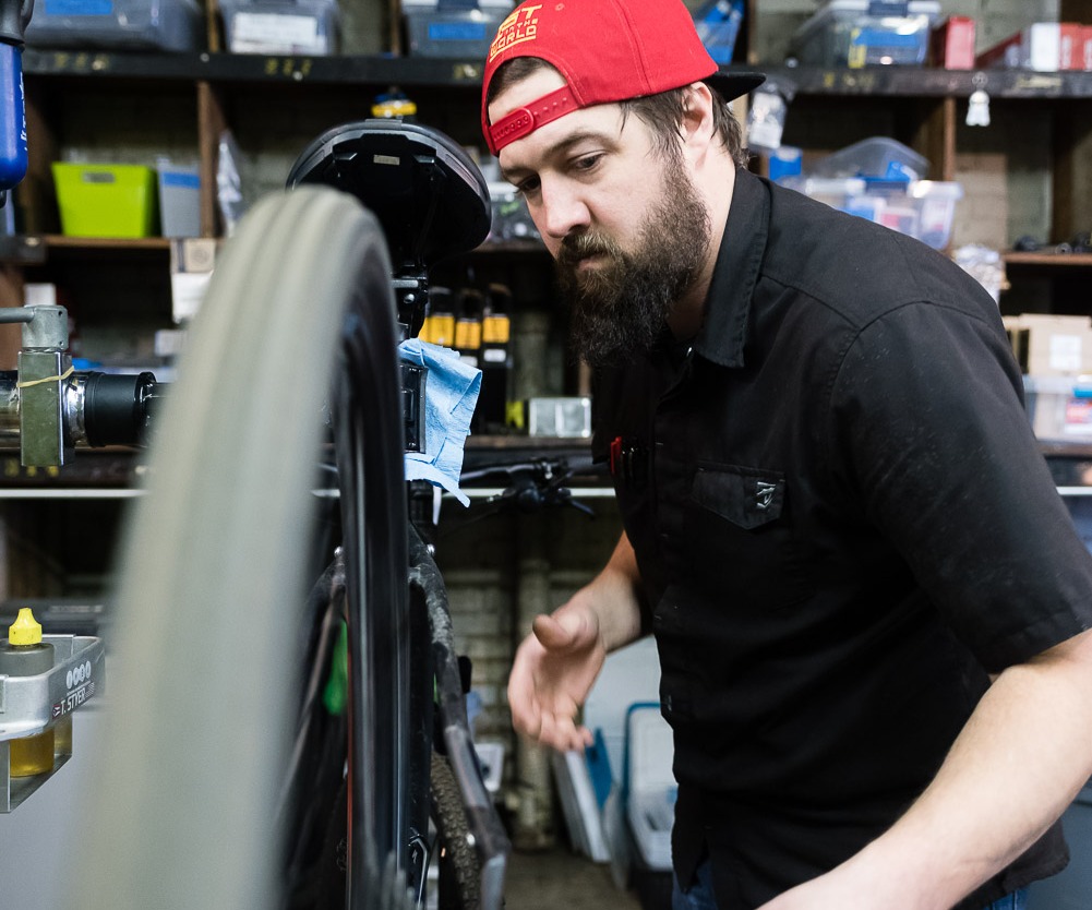 Man working on bike