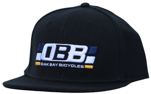 Oak Bay Bicycles Pukka Adjustable 6-Panel High Crown Hat OBB Stripe, Black
