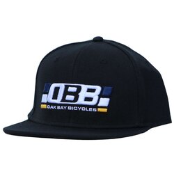 Oak Bay Bicycles Pukka Adjustable 6-Panel High Crown Hat OBB Stripe, Black
