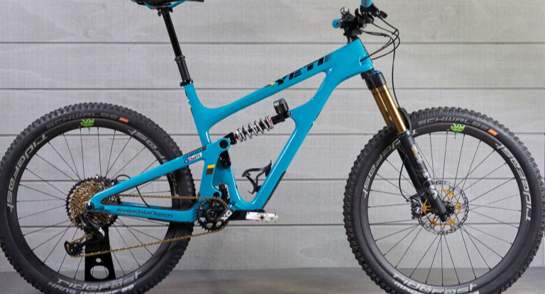 custom built yeti mountain bike.