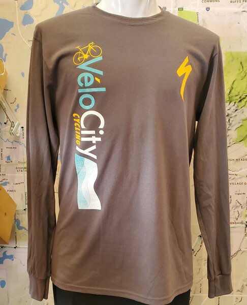 VeloCity Cycling VeloCity Waves Gray Long-Sleeved Shirt