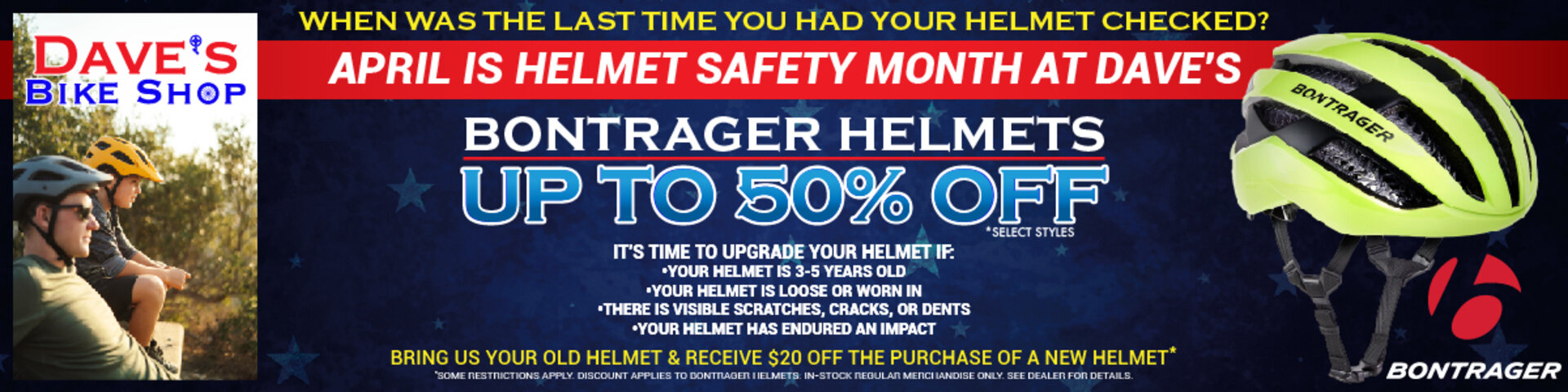Bontrager Helmets up to 50% off at Dave's Bike Shop
