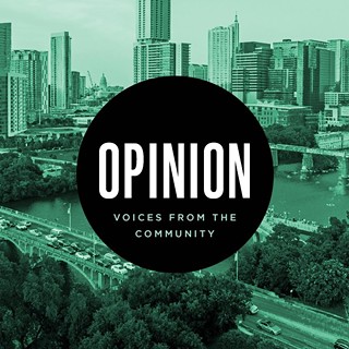 Austin Chronicle's Opinion graphic over Austin skyline