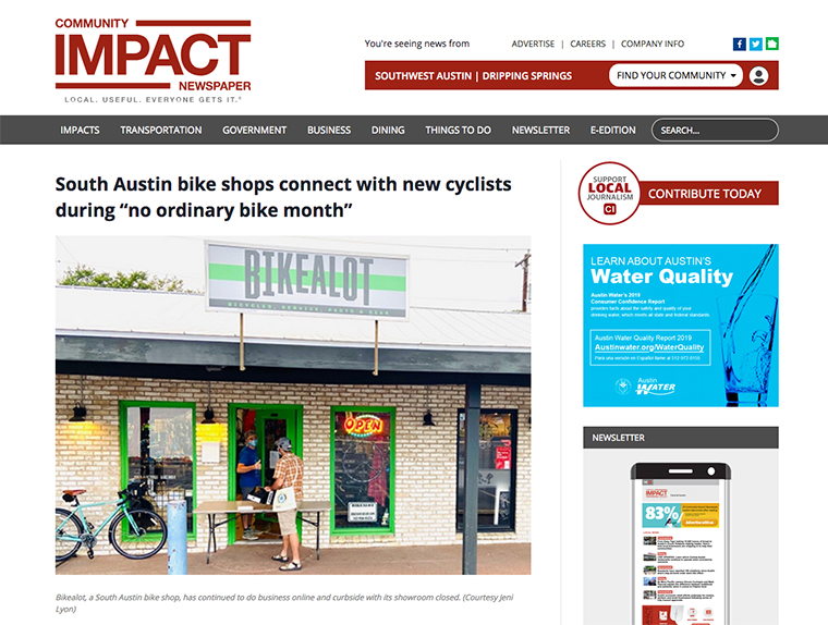 Screenshot of article w/ photo of a contactless pickup customer at our store front