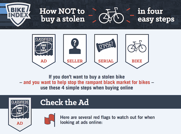 info graphic of how to avoid stolen bikes by Bike Index