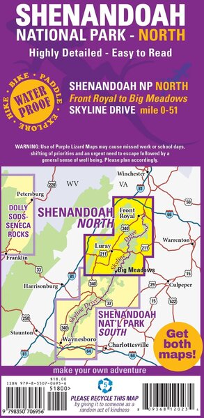 Skyline Drive Cycling Map Purple Lizard Maps Shenandoah National