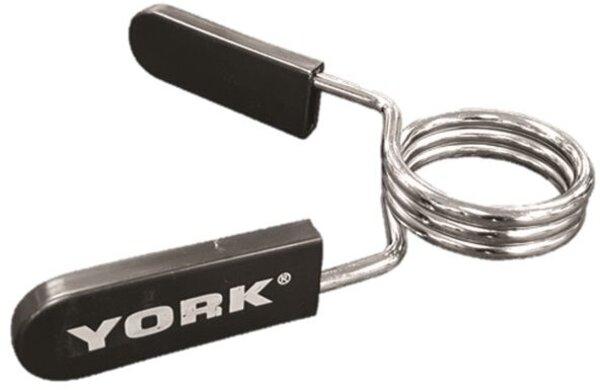 York Barbell Spring Collars w/ Rubber Handles - Chrome/ Bulk - Pair