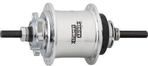 Sturmey-Archer RS-RK3 3 Speed Hub: 32H 135OLD 6-Bolt Disc Silver
