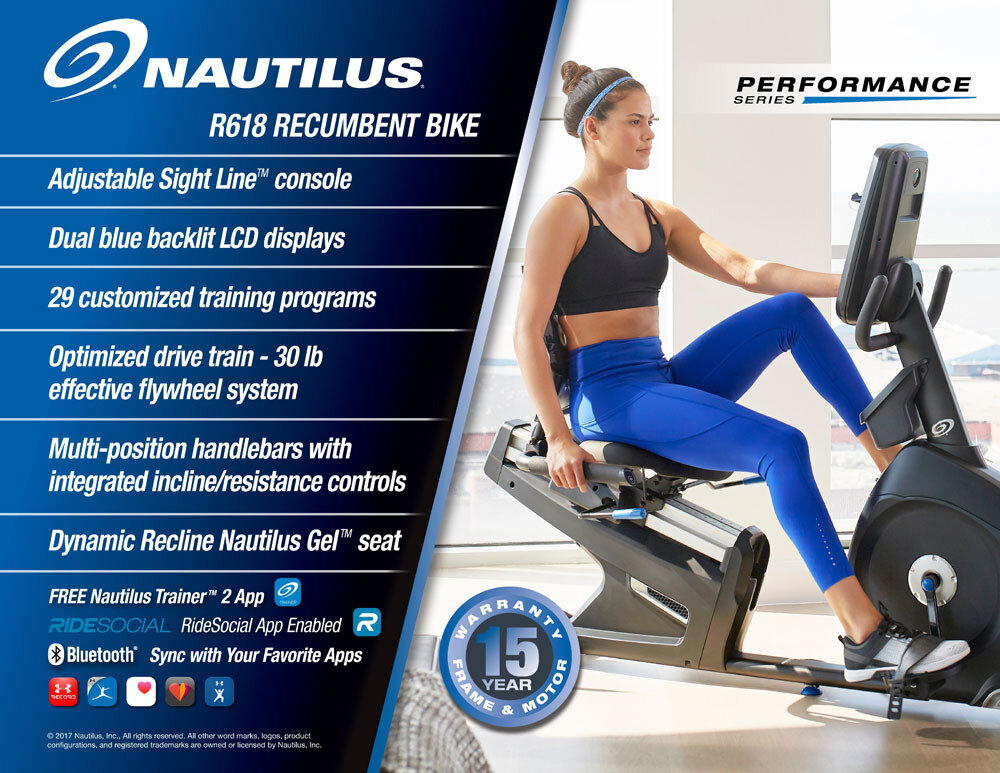 Nautilus R618 Recumbent Bike - Martins Bike & Fitness