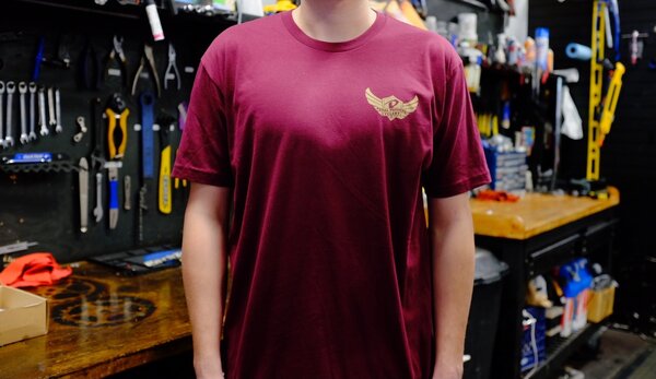 Pedal Pushers Cyclery Men's Winged T - Maroon