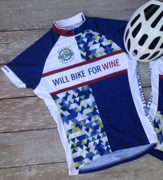 Will Bike for Wine Women's Geometric Cycling Jersey