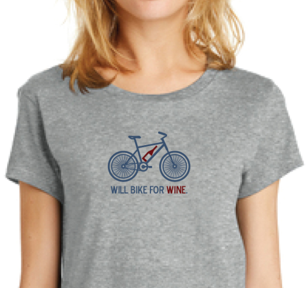 Will Bike for Wine Women's Tee