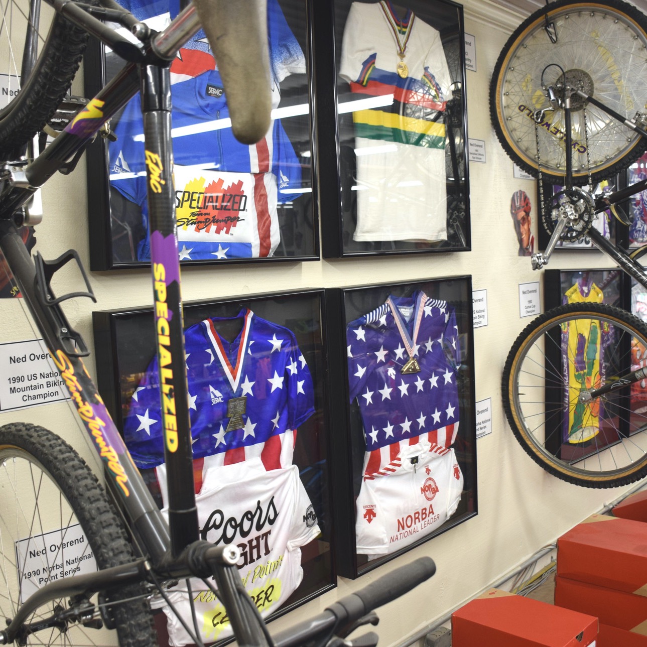 Ned Overend's championship bikes and jerseys