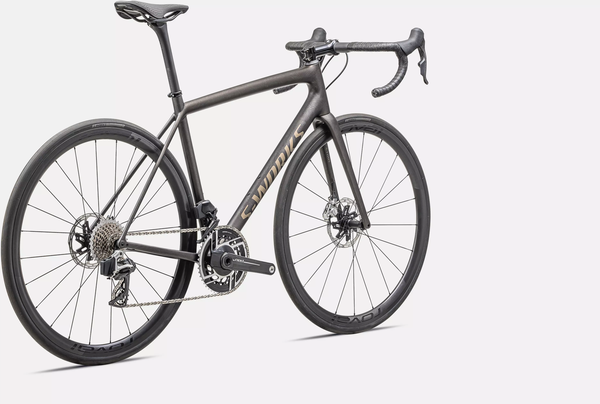 Specialized Aethos S-Works SRAM RED AXS Color: Satin Doppio / Gunmetal Dry Brushed / Gold Pearl