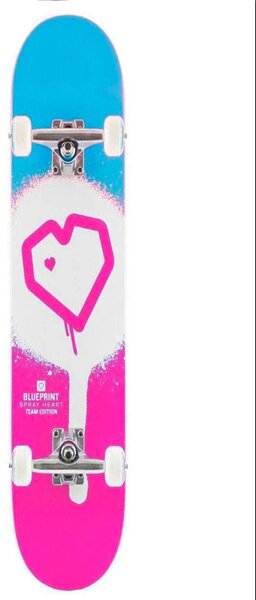 Eastern Skateboards BLUEPRINT SPRAY HEART COMPLETE-7.25 PINK/BLUE 