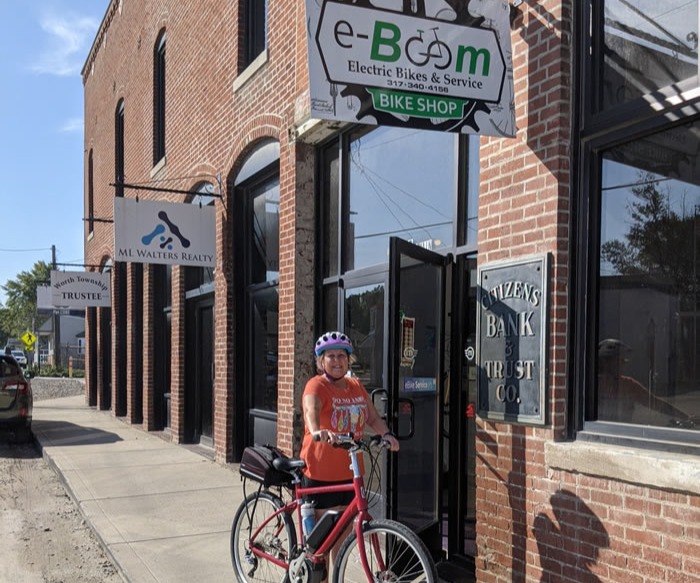 exterior of eBoom Electric Bike shop in Old Whitestown