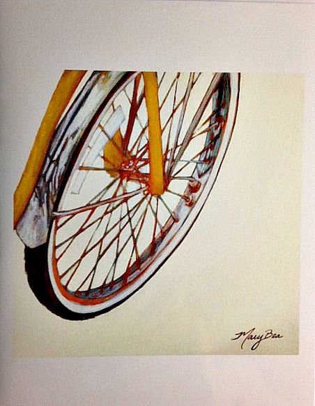 Mary Bea Art Mary Bea Bicycle Card - Blank Orange Front 2 