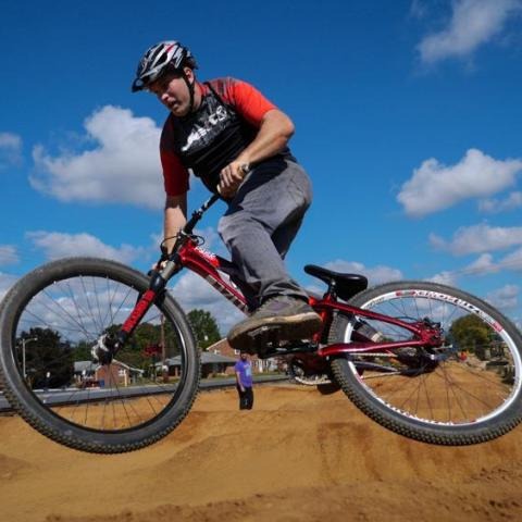 Catching some air at the bike park