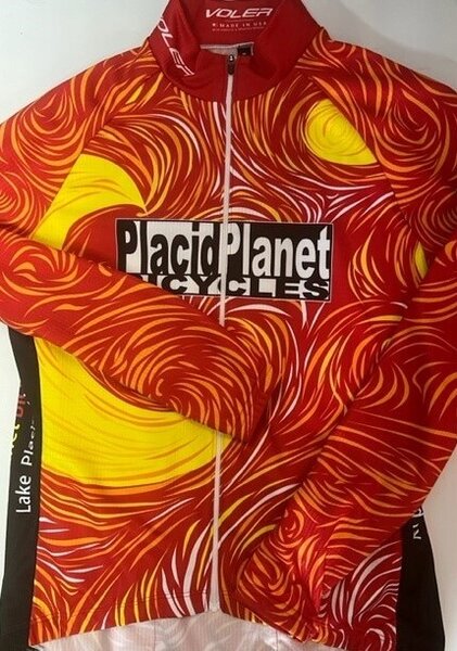 Placid Planet Bicycles Red Starry Night Thermal Women's Jersey