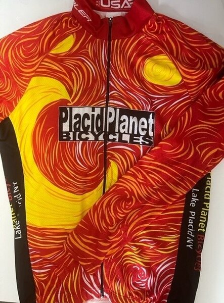 Placid Planet Bicycles Red Starry Night Lightweight Long Sleeve Men's Jersey