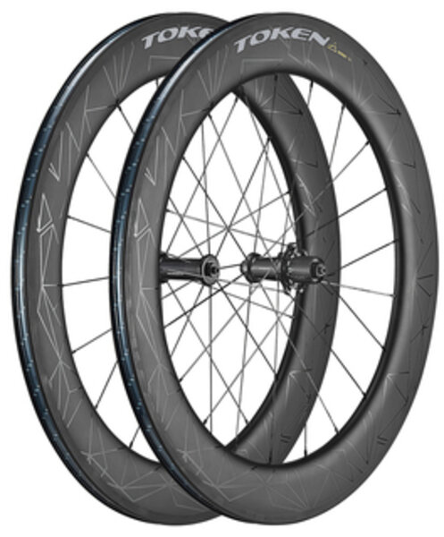 Token Konax Tri Disc 76mm Carbon Tubeless Road Racing Wheelset - Shimano/SRAM