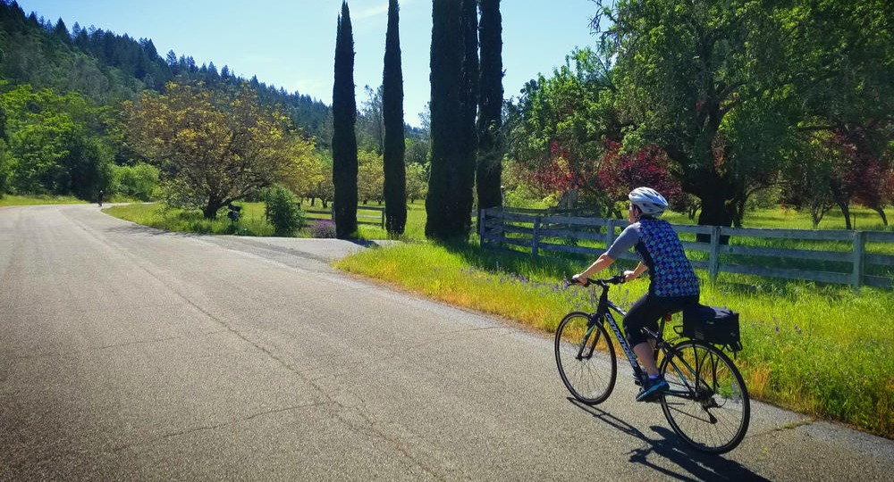 Cyclist riding on the road.