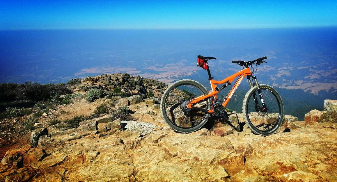 Mountain bike on the top of a mountain.