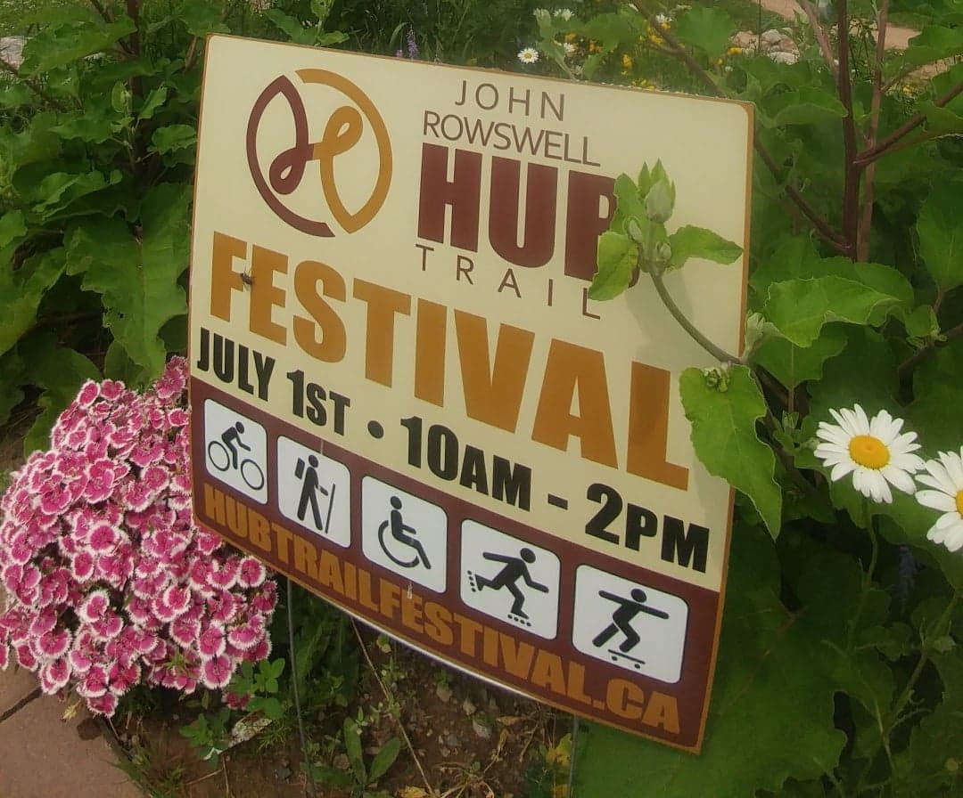 Sault Ste Marie Hub Trail Festival sign