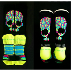 Bikeland H2D Pro Sock Neon Skull Large