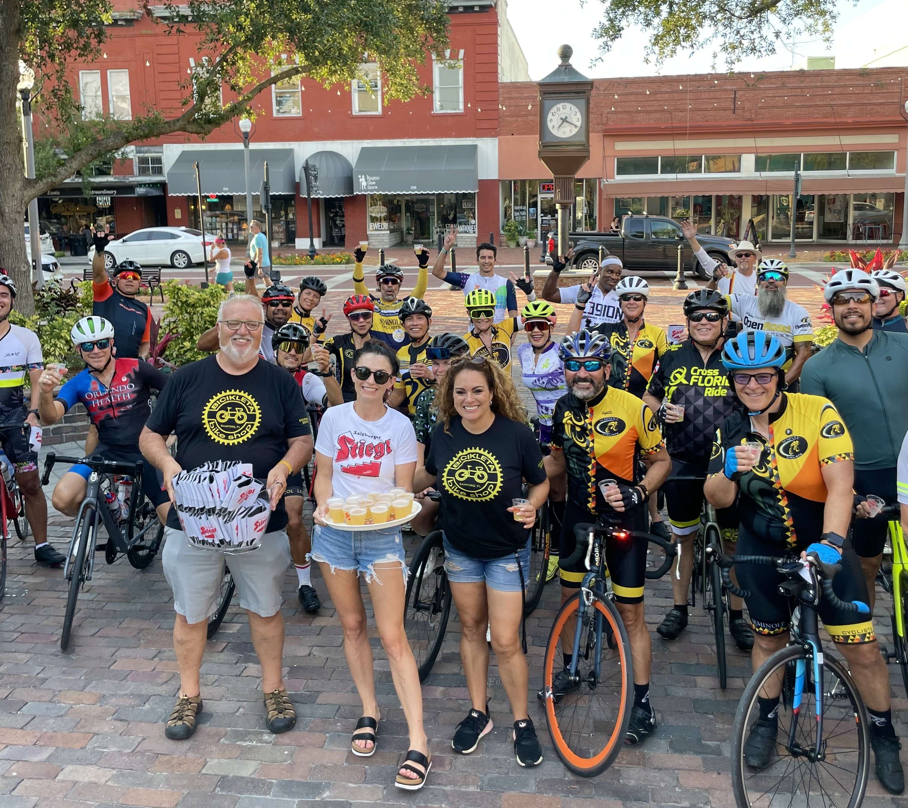 Theo Hollerbach and Brenda Urias with Bicikleta Bike Shop in Magnolia Square in downtown Sanford