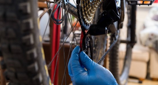 Bike being serviced