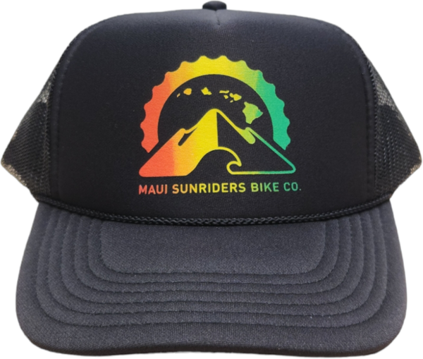 Maui Sunriders Bike Co Hat MSBC Foam 5 Panel Logo Black / Rasta