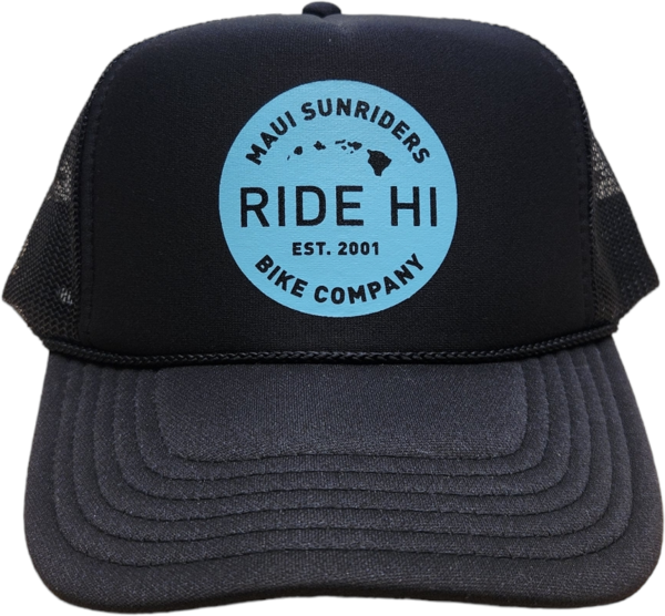 Maui Sunriders Bike Co Hat MSBC Ride Hi Foam 5 Panel Black/Blue