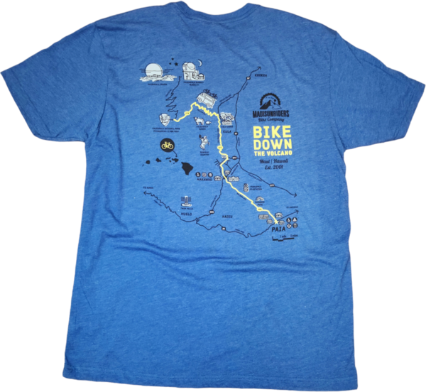 Maui Sunriders Bike Co T-Shirt Men's MSBC Haleakala Map Blue