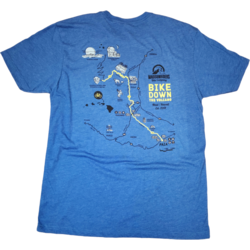 Maui Sunriders Bike Co T-Shirt Men's MSBC Haleakala Map Blue