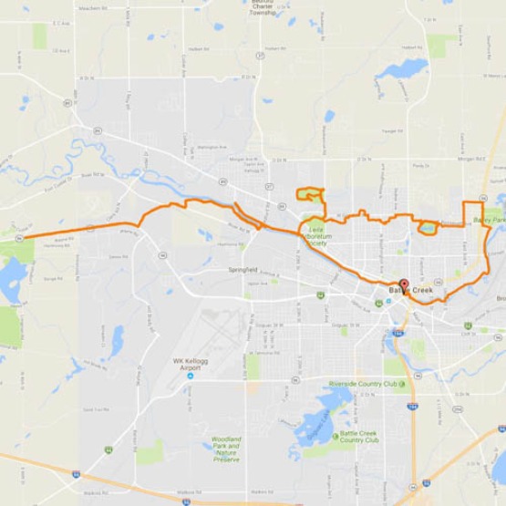 map of Battle Creek Linear Park trail